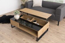 Couchtisch >Azalea< in schwarz, MDF, Stahl - 110x35x60cm (BxHxT)