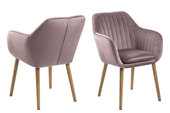 Armlehnstuhl >Emilia< in dusty rose, Stoff - 57x83x61cm (BxHxT)