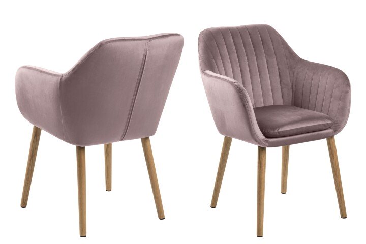 Armlehnstuhl >Emilia< in dusty rose, Stoff - 57x83x61cm (BxHxT)