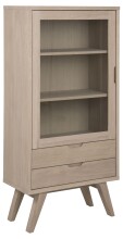 Standvitrine >A-Line< in Eiche weiss pigmentiert - 72x145x36cm (BxHxT)