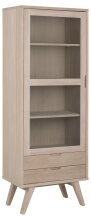 Standvitrine >A-Line< in Eiche weiss pigmentiert - 72x190x42cm (BxHxT)