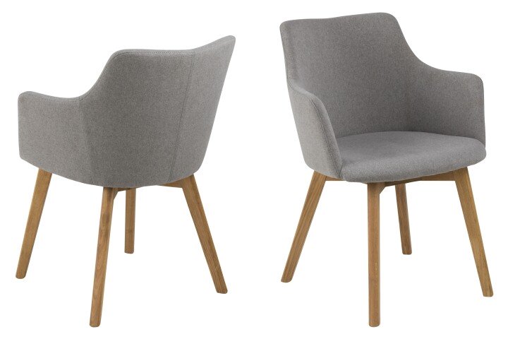 Armlehnstuhl >Bella< (2er-Set) in Grau, Polyester - 62x80x59cm (BxHxT)