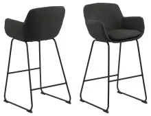 Barhocker >Lisa< (2er-Set) in Grau, Polyester,...