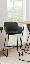 Barhocker >Lisa< (2er-Set) in Grau, Polyester, Stahl - 52x100x53cm (BxHxT)