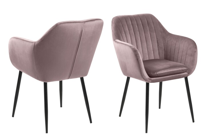 Armlehnstuhl >Emilia< in dusty rose, Polyester, Stahl - 57x83x61cm (BxHxT)