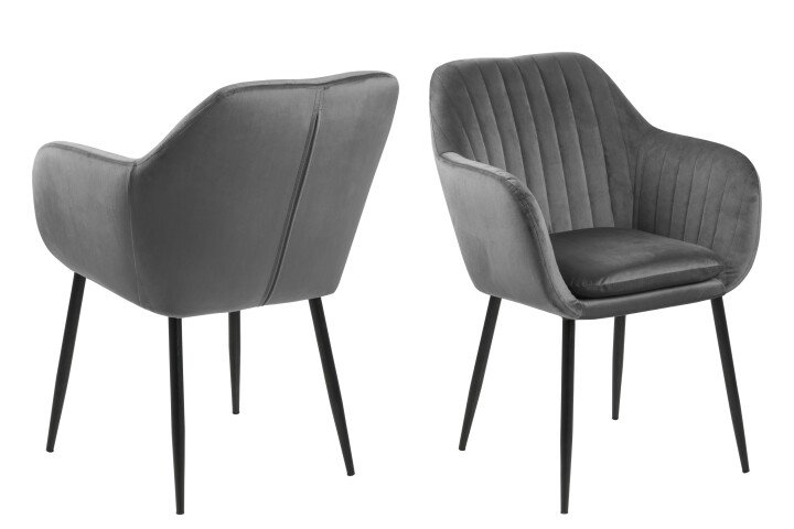 Armlehnstuhl >Emilia< in Grau, Polyester, Stahl - 57x83x61cm (BxHxT)
