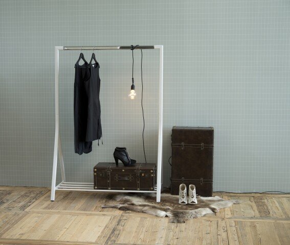 Garderobenständer >Brent< in weiss, Stahl - 117x165x59cm (BxHxT)