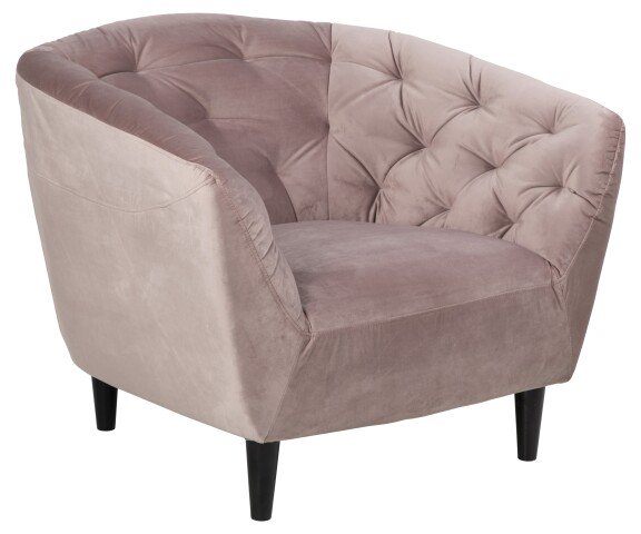 Sessel >Ria< in dusty rose, Polyester, Rubberwood - 97x78x84cm (BxHxT)
