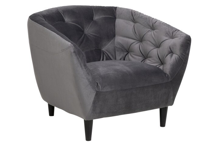 Sessel >Ria< in Grau, Polyester, Rubberwood - 97x78x84cm (BxHxT)