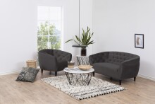 Sessel >Ria< in Grau, Polyester, Rubberwood - 97x78x84cm (BxHxT)