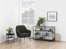 Standregal >Seaford< in Sonoma Eiche, schwarz, MDF, Stahl - 114x78x35cm (BxHxT)