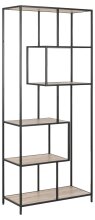 Standregal >Seaford< in Sonoma Eiche, MDF, Stahl - 77x185x35cm (BxHxT)