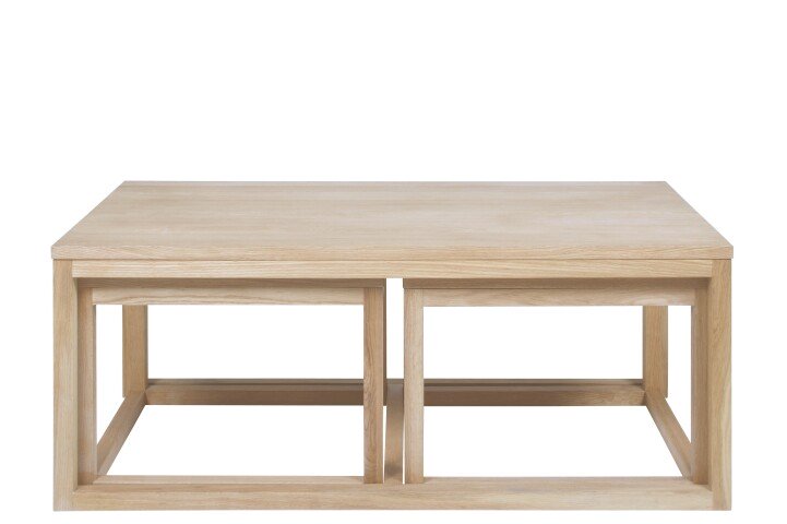 Satztisch >Cornus< (3-teilig) in Eiche weiss pigmentiert - 120x50x60cm (BxHxT)