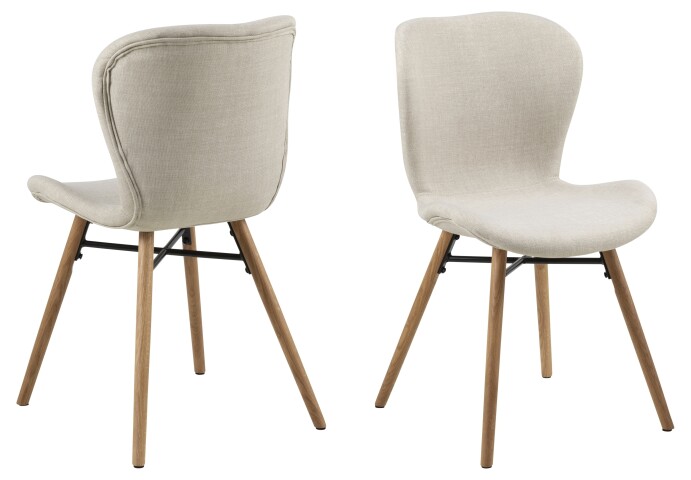 Polsterstuhl >Batilda -A1< (2er-Set) in sand, Polyester - 47x82,5x53cm (BxHxT)
