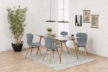 Polsterstuhl >Batilda -A1< (2er-Set) in Grau, Polyester - 47x82,5x53cm (BxHxT)