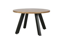 Couchtisch >LARA< von freiraum: Modernes Design mit massiver Akazienholz-Tischplatte, Ø75cm, H47cm – Pflegeleicht & Nachhaltig, FSC®-Zertifiziert, Schwarz Pulverbeschichtete Metallbeine