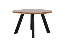 Couchtisch >LARA< von freiraum: Modernes Design mit massiver Akazienholz-Tischplatte, Ø75cm, H47cm – Pflegeleicht & Nachhaltig, FSC®-Zertifiziert, Schwarz Pulverbeschichtete Metallbeine