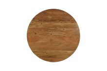 Couchtisch >LARA< von freiraum: Modernes Design mit massiver Akazienholz-Tischplatte, Ø75cm, H47cm – Pflegeleicht & Nachhaltig, FSC®-Zertifiziert, Schwarz Pulverbeschichtete Metallbeine