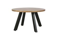 Couchtisch >LARA< von freiraum: Modernes Design mit massiver Akazienholz-Tischplatte, Ø75cm, H47cm – Pflegeleicht & Nachhaltig, FSC®-Zertifiziert, Schwarz Pulverbeschichtete Metallbeine