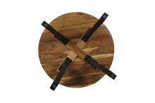 Couchtisch >LARA< von freiraum: Modernes Design mit massiver Akazienholz-Tischplatte, Ø75cm, H47cm – Pflegeleicht & Nachhaltig, FSC®-Zertifiziert, Schwarz Pulverbeschichtete Metallbeine