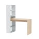 Multifunktionaler Regal-Schreibtisch >Duplo< in Kanada-Eiche/Artik-Weiß – 120x144x53 cm (BxHxT), Flexible Stauraumlösung, 5 Fächer, Made in Spain, Bodenschonende Möbelgleiter, Einfacher Aufbau