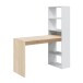Multifunktionaler Regal-Schreibtisch >Duplo< in Kanada-Eiche/Artik-Weiß – 120x144x53 cm (BxHxT), Flexible Stauraumlösung, 5 Fächer, Made in Spain, Bodenschonende Möbelgleiter, Einfacher Aufbau