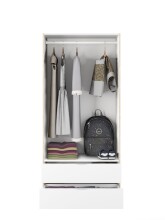 Moderner Kleiderschrank >LC-180< in Kanada-Eiche/Artik-Weiß – 81,5x180x52 cm (BxHxT), Melaminbeschichtet, Kratzfest, Made in Spain, mit 2 Drehtüren und 2 Schubladen auf Metallschienen, Einfache Montage