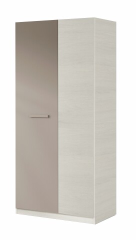 Stilvoller Kleiderschrank >Ares Plus< in Alpen-Weiß/Basalt – 90x200x52 cm (BxHxT), Hochbelastbar bis 45 kg, Melaminbeschichtet, Kratzfest, mit 2 Drehtüren und 3 Innenfächern, Made in Spain, Einfache Montage