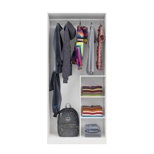 Stilvoller Kleiderschrank >Ares Plus< in Alpen-Weiß/Basalt – 90x200x52 cm (BxHxT), Hochbelastbar bis 45 kg, Melaminbeschichtet, Kratzfest, mit 2 Drehtüren und 3 Innenfächern, Made in Spain, Einfache Montage