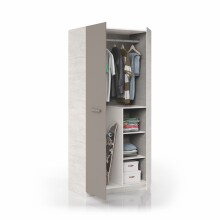 Stilvoller Kleiderschrank >Ares Plus< in Alpen-Weiß/Basalt – 90x200x52 cm (BxHxT), Hochbelastbar bis 45 kg, Melaminbeschichtet, Kratzfest, mit 2 Drehtüren und 3 Innenfächern, Made in Spain, Einfache Montage