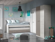 Jugendzimmer-Set >Ares Plus< in Alpen-Weiß / Basalt - 198x69x96 (BxHxT)