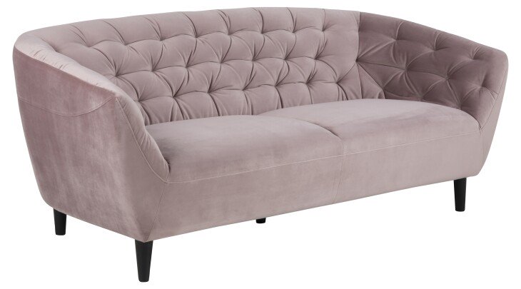 3-Sitzer >Ria< in dusty rose, Polyester, Rubberwood - 191x78x84cm (BxHxT)