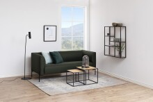 Hängeregal >Seaford< in Sonoma Eiche, schwarz, MDF, Stahl - 75x91x20cm (BxHxT)