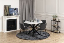 Esstisch >Heaven< in weiss, schwarz, Marmor, Stahl - 75,5x110cm (HxD)