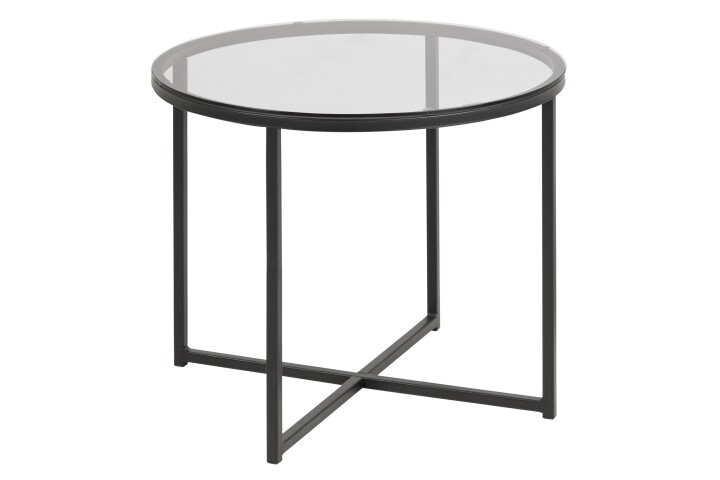 Beistelltisch >Cross< in Grau, schwarz, Glas, Stahl - 45x55cm (HxD)