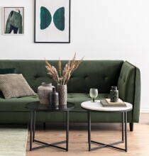Beistelltisch >Cross< in Grau, schwarz, Glas, Stahl - 45x55cm (HxD)