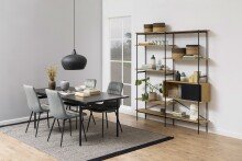 Standregal >Angus< in Wildeiche, schwarz, MDF, Stahl - 172x188x27cm (BxHxT)