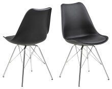 Esszimmerstuhl >Eris< (4er-Set) in schwarz, Chrom - 48,5x85,5x54 (BxHxT)