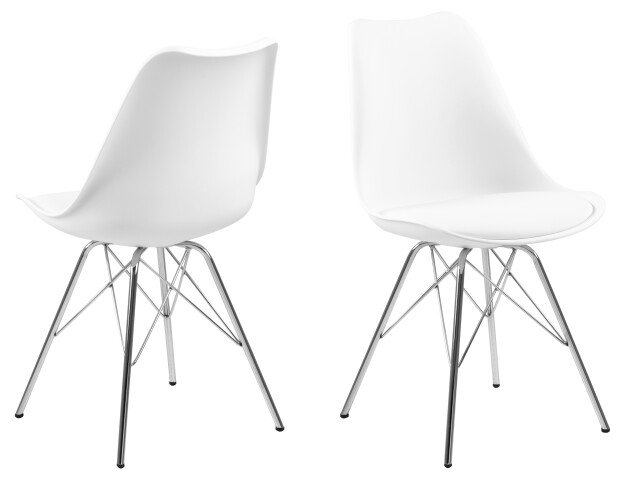 4-Fußstuhl >Eris< (4er-Set) in weiss, Chrom - 48,5x85,5x54 (BxHxT)
