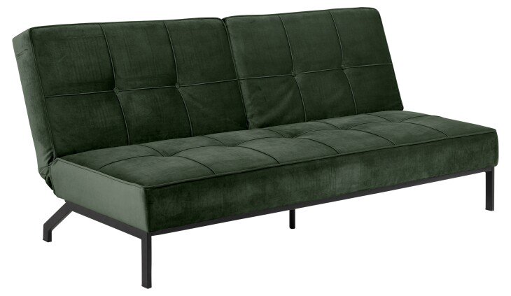 Schlafsofa >Perugia< in waldgrün, Polyester, Stahl - 198x87x95cm (BxHxT)