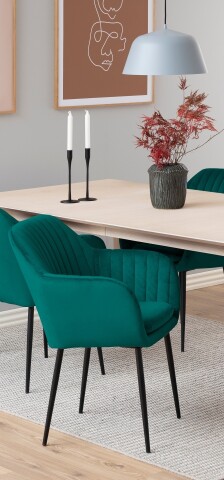 Armlehnstuhl >Emilia< in flaschengrün, Polyester, Stahl - 57x83x61cm (BxHxT)