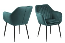 Armlehnstuhl >Emilia< in flaschengrün, Polyester, Stahl - 57x83x61cm (BxHxT)