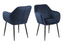 Armlehnstuhl >Emilia< in dunkelblau, Polyester, Stahl - 57x83x61cm (BxHxT)