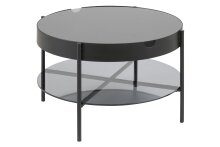 Couchtisch >Tipton< in Grau, schwarz, Glas, Stahl - 45x75cm (HxD)