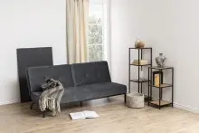 Schlafsofa >Perugia< in Grau, schwarz - 198x87x95...