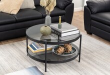 Couchtisch >Bayonne< in Grau, schwarz, Glas, Sta -...