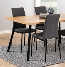 Esszimmerstuhl >Demina< (4er-Set) in Grau, Polyester, Stahl - 43,5x92x53 (BxHxT)