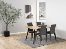 Esszimmerstuhl >Demina< (4er-Set) in Grau, Polyester, Stahl - 43,5x92x53 (BxHxT)