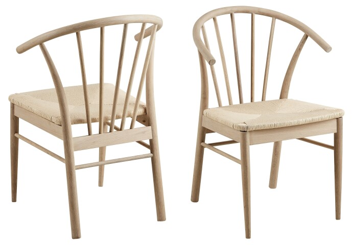 Holzstuhl >Cassandra< (2er-Set) in Eiche weiss pigmentiert - 54x83x54 (BxHxT)