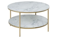 Couchtisch >Alisma< in weiss, gold, Glas, Stahl - 45x80cm (HxD)